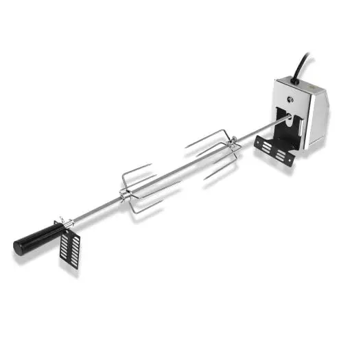 Produktbild: Froadp 117cm Grillspieße aus Stainless Steel mit Motor 220-240V 8x8mm Edelstahl Barbecue Skewer Set mit 2 Fleischnadel Drehspieß Elektrischer Barbecue Zubehör für Gasgrill Holzkohlegrill (4W)