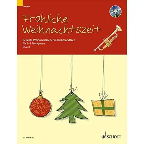 Produktbild: Fröhliche Weihnachtszeit: Beliebte Weihnachtslieder in leichten Sätzen. 1-2 Trompeten in B.