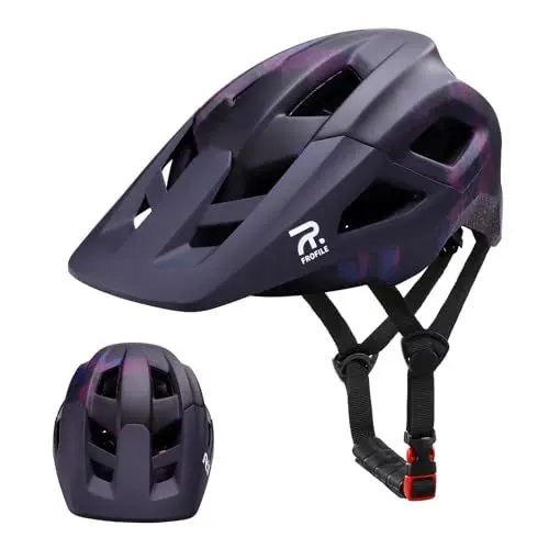 Produktbild: FROFILE MTB Helm mit Magnetverschluss Mountainbike Helm für Herren Damen Erwachsene Fahrradhelm mit Sonnenblende für Männer Frauen, 56-61cm, Violett
