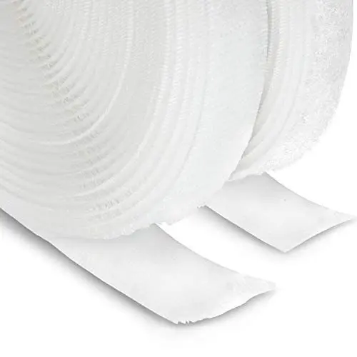 Produktbild: FrogJim Klettband zum Nähen und Basteln weiß 20mm breit - 5m Rolle Flausch und 5 m Rolle Haken 20 mm nicht klebend KRNW5
