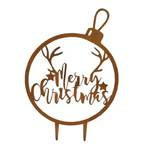 Produktbild: Frohe Weihnachten-Gartenstecker, Weihnachts-Gartenstecker, Rostige Buchstaben, Weihnachts-Metall-Hofschild, für Rasen, Weihnachtsdekorationen Im Freien, Gartenstecker für