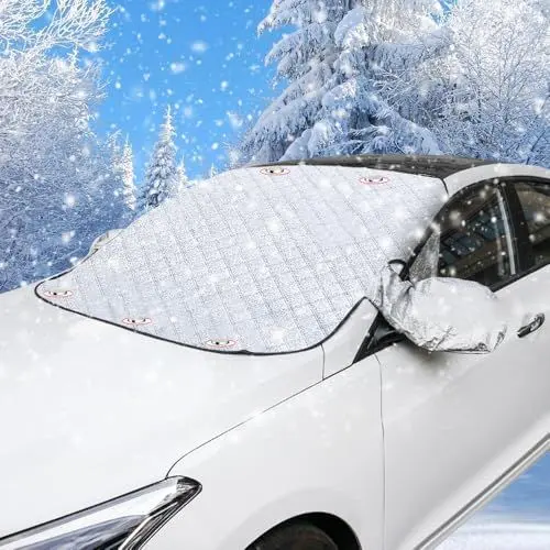 Produktbild: Frontscheibenabdeckung Winter, Windschutzscheibenabdeckung Auto, Wasserdicht Faltbar Magnetische Scheibenabdeckung, Autoscheibenabdeckung für Die Gegen, Schnee, EIS, Frost, UV 145 * 110cm
