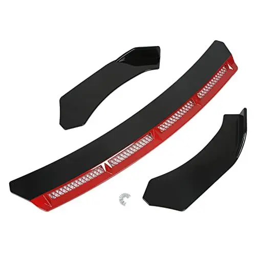 Produktbild: Frontstoßstangenlippenspoiler, ABS Universal Frontstoßstangenlippe, universeller verschleißfester Fester Frontspoiler für die Fahrzeugmodifikation(Rot)