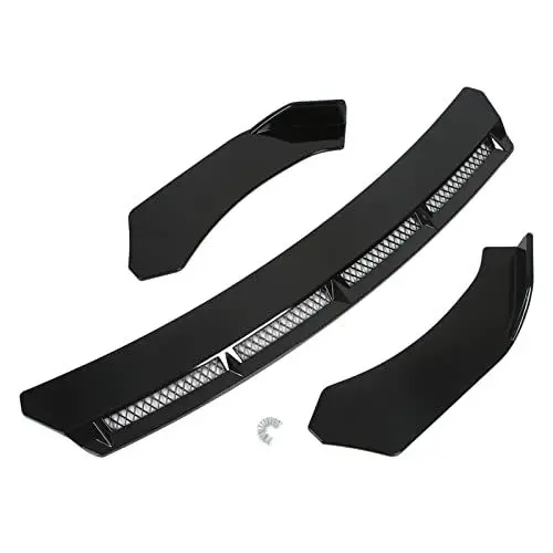 Produktbild: Pasamer Frontstoßstangenlippenspoiler, ABS Universal Frontstoßstange Bodykit Frontstoßstangenlippe Fester Frontspoiler mit Schraube für die Fahrzeugmodifikation(Schwarz)