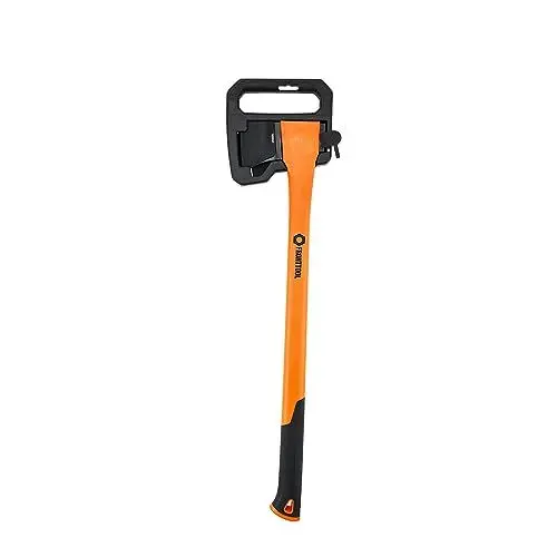 Produktbild: FRONTTOOL Spaltaxt inkl. Klingen- und Transportschutz | Länge: 71,5 cm | Gewicht: 1,5 kg | Hohler Glasfaser-Stiel für ideale Gewichtsverteilung | Gummierter Handgriff für perfekten Grip (Axt 71cm)
