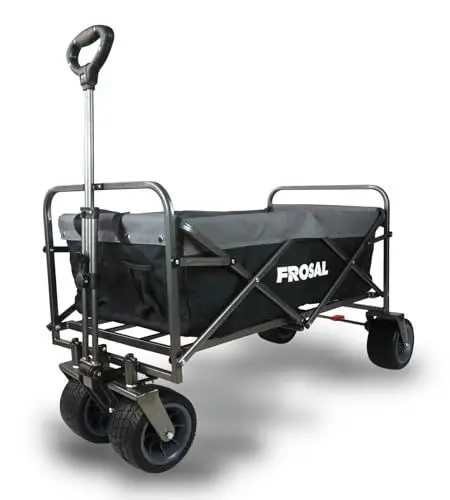 Produktbild: FROSAL Bollerwagen faltbar Alex in schwarz/grau Kinder Strandwagen klappbar Handwagen für Strand, Wald & Wiese