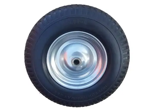 Produktbild: FROSAL PU Schubkarrenrad 400 (380) mm pannensicher| Rad Vollgummi Schubkarre | Ersatzrad 4.80/4.00-8 Stahlfelge silber | Reifen 100 mm Breite