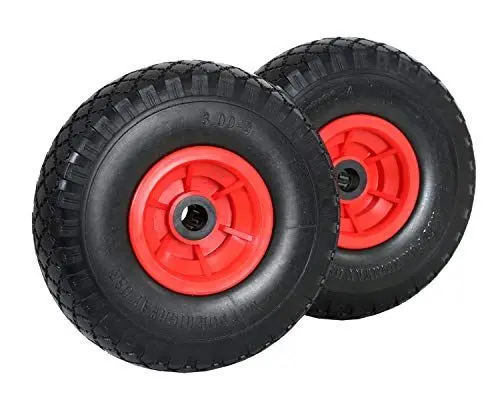 Produktbild: FROSAL Sackkarrenrad PU Rad Sackkarre 260 mm 3.00-4 | Nabe 20mm/60mm | Vollgummi | Ersatzrad Bollerwagen pannensicher | Reifen (2 Stück)