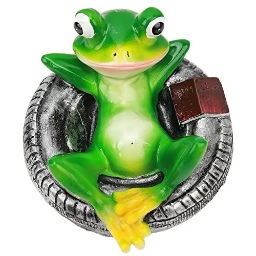 Produktbild: Frosch-Teich-Ornamente, Frosch-Teich, Dekorativ, Verblasst Nicht, Leicht Schwebendes Wasser, Schwimmende Frosch-Gartenstatue für Zuhause (Frosch liegt auf Reifen)