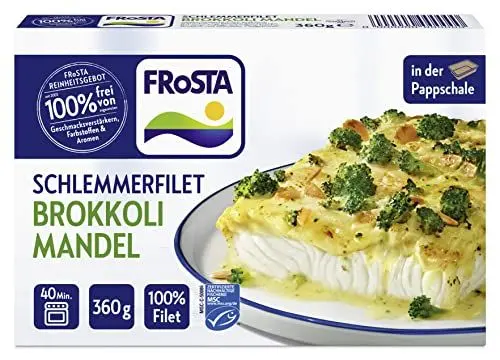 Produktbild: FRoSTA Schlemmerfilet Brokkoli Mandel, Alaska-Seelachsfilet, 360g (Tiefgefroren)