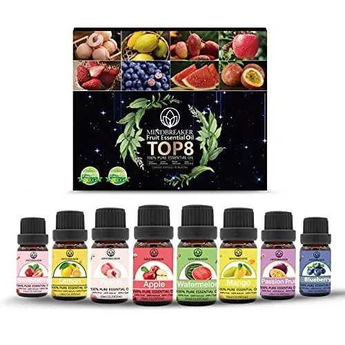 Produktbild: Fruchtige Duftöle Geschenkset, Bio Aromatherapie Diffusor Fruchtige Duftöle, Premium Duftöle für Diffusor, Seife, Kerzenherstellung, Funktioniert mit allen Öldiffusoren, Luftbefeuchter (8 x 10 ml)