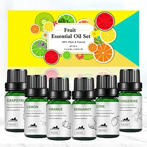 Produktbild: Mumianhua Zitrus Essential Oil Set 6x10ml - Bergamotte, Grapefruit, Orange, Mandarine, Zitrone, Limette für Diffuser, Hautpflege, DIY Kerzen & Seifen