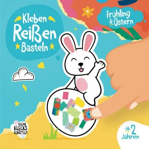 Produktbild: Frühling & Ostern Kleben, Reißen, Basteln ab 2 Jahre: Ein erstes Bastelbuch für Kinder mit Osterhase, Blumen u.v.m. als Bastelvorlage und farbigen Seiten zum Schnipsel ausreißen und kleben.