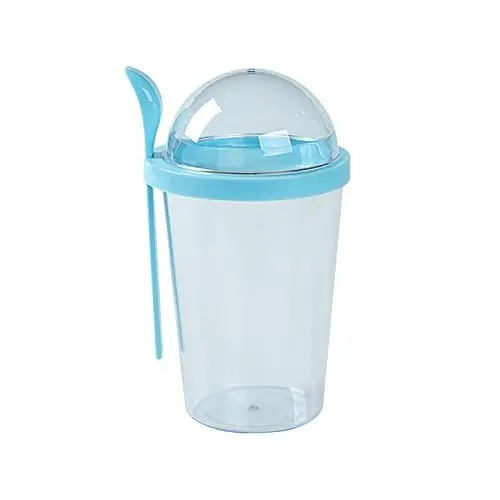 Produktbild: Frühstücksbecher, Overnight-Oats-Behälter mit Deckel, Joghurtbecher mit Topping, Müslibecher mit Löffel und Gabel, Joghurt-Frucht-Parfait-Becher für Kinder, für Dips und Gemüse,(#1)
