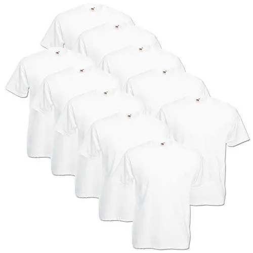 Produktbild: Fruit of the Loom 10 T Shirts Valueweight T Rundhals S M L XL XXL 3XL 4XL 5XL Übergröße Diverse Farbsets auswählbar (3XL, Weiss)