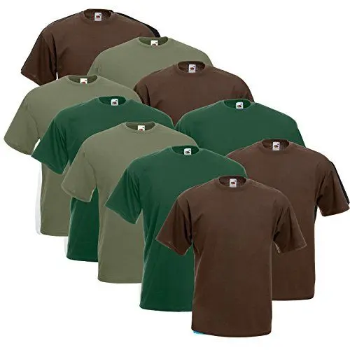 Produktbild: Fruit of the Loom 10 T Shirts Valueweight T Rundhals S M L XL XXL 3XL 4XL 5XL Übergröße Diverse Farbsets auswählbar (L, 4 Schoko / 3 Olive / 3 Flaschengrün)