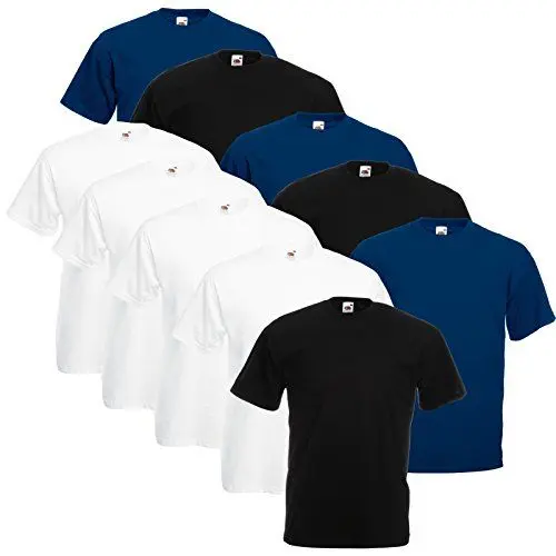 Produktbild: Fruit of the Loom 10 T Shirts Valueweight T Rundhals S M L XL XXL 3XL 4XL 5XL Übergröße Diverse Farbsets auswählbar (L, 4 Weiß / 3 Schwarz / 3 Navy)