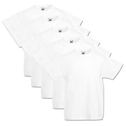 Produktbild: Fruit of the Loom 5 Kinder T-Shirts Valueweight 104 116 128 140 152 Diverse Farbsets auswählbar 100% Baumwolle (140, Weiss)