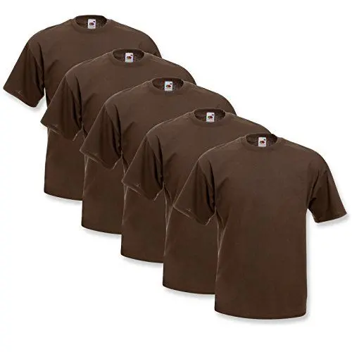 Produktbild: Fruit of the Loom 5 T-Shirts Valueweight S M L XL XXL XXXL 3XL Diverse Farbsets auswählbar (XL, Schokobraun)