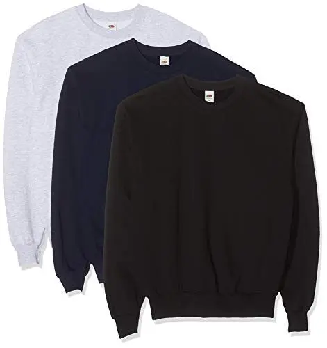 Produktbild: Fruit of the Loom Herren Classic Set In Sweat, 3 Pack Sweatshirt, Mehrfarbig (Black/Heather Grey/Deep Navy 26), Medium (3er Pack)