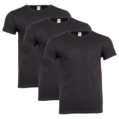Produktbild: Fruit of the Loom Tshirt Herren 100% Baumwolle - T-Shirt Iconic T mit Gesponnen Ring Baumwolle – Licht, Luftig und Weich - Höchster (Schwarz, L, 3 Stück)