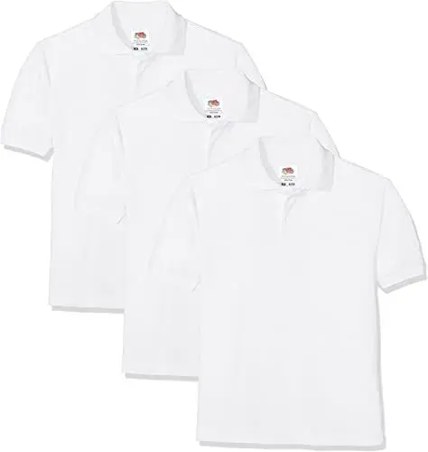Produktbild: Fruit of the Loom Unisex Baby Short Sleeve Polohemd, weiß, 14-15 Jahre (3er Pack)
