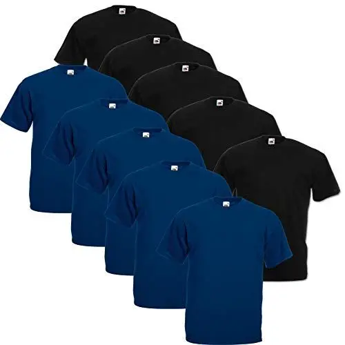 Produktbild: Fruit of the Loom Valueweight Herren-T-Shirt, kurzärmelig, 5 Stück, 5 Schwarz/5 Marineblau, XL