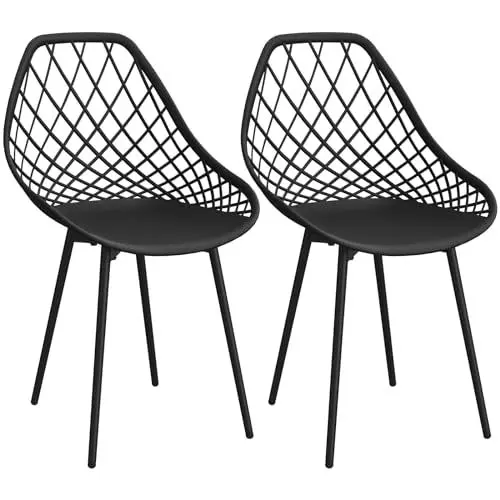 Produktbild: FRUOGO Esszimmerstühle 2er Set Stühle, Stuhlbeine aus Metall Skandinavischer Stil Stilvolle Küchenstühle Wasserfester Gartenstühle Bequeme Schalenstühle Design Hohle Stühle
