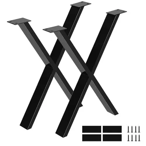 Produktbild: Fruyyzl Tischfüße Metall, Tischkufen X Form, Tischbeine Schwarz, Couchtisch Füße 76cm Hx71cm W, Tischfuß für DIY Sitzbank, Esstische, Zweiteilig