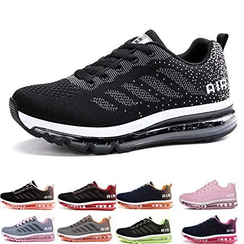 Produktbild: frysen Herren Damen Sportschuhe Laufschuhe mit Luftpolster Turnschuhe Profilsohle Sneakers Leichte Schuhe Black White 40