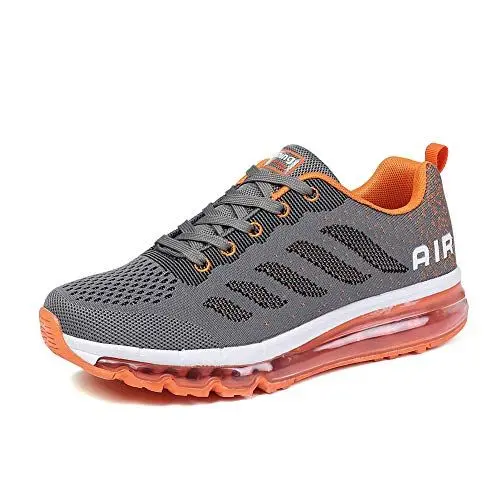 Produktbild: frysen Herren Damen Sportschuhe Laufschuhe mit Luftpolster Turnschuhe Profilsohle Sneakers Leichte Schuhe GrayOrange 34