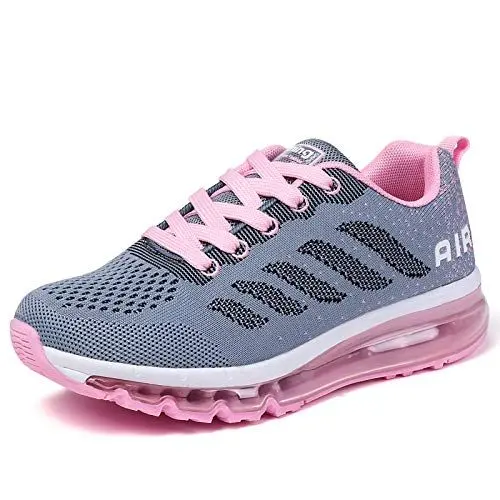 Produktbild: frysen Herren Damen Sportschuhe Laufschuhe mit Luftpolster Turnschuhe Profilsohle Sneakers Leichte Schuhe GrayPink 39