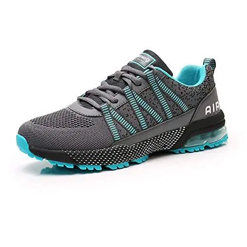 Produktbild: frysen Laufschuhe Herren Damen Atmungsaktiv Leichtgewicht Luftpolster Sportschuhe Turnschuhe Straßenlaufschuhe Sneaker Joggingschuhe Walkingschuhe Sport Fitness Schuhe Blau Blue 44