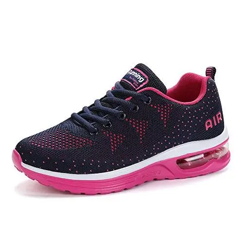 Produktbild: frysen Herren Damen Sportschuhe Laufschuhe mit Luftpolster Turnschuhe Profilsohle Sneakers Leichte Schuhe BluePink 34