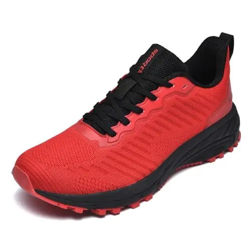 Produktbild: frysen Sneaker Damen Herren Laufschuhe Bequem Sportschuhe Fashion Turnschuhe Freizeitschuhe Tennis Fitness Gym Jogging Outdoor Schuhe RedBlack 41 EU