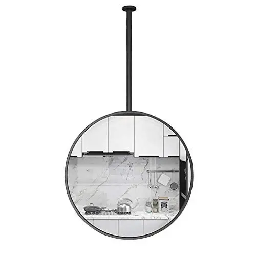 Produktbild: FSCLJ Badezimmer-Eitelkeit Make-up-Spiegel Rasieren Spiegel, Runde Deckenspiegel mit Metallrahmen und Decken Rod hängend, Hotel Home Wohnzimmer entryways Dekor