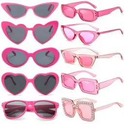 Produktbild: FSMILING 10 Stück Sonnenbrille Damen Retro Vintage Sonnenbrillen Set Rosa Bunte Party Brille Set Für Damen Herren Fasching Karneval