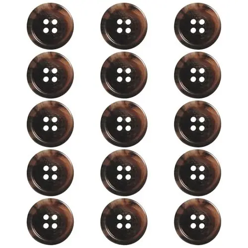 Produktbild: ftiemlovde 15 Stück 4 Loch Bunte Knöpfe zum Annähen Selber Machen Basteln（Braun 25mm）