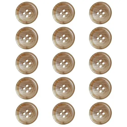 Produktbild: ftiemlovde 15 Stück 4 Loch Bunte Knöpfe zum Annähen Selber Machen Basteln（HellBraun 20mm）