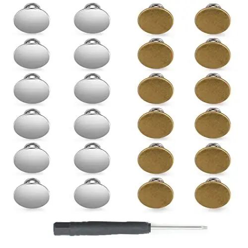 Produktbild: ftiemlovde 24 Sets 17mm Perfect Fit KnöPfe Hosen Enger Machen,Verstellbare JeansknöPfe Zum Schrauben Ohne NäHen No Sew Instant Metall Knopf Zum Einschlagen Replacement (2A）