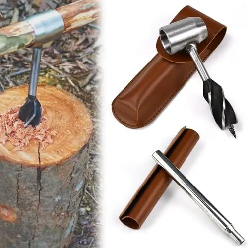 Produktbild: FTISSLY Handbohrer Bushcraft Manueller Bohrer holz Bushcraft Outdoor Handbohrer holz Handschneckenbohrer Bushcraft Schlangenbohrer