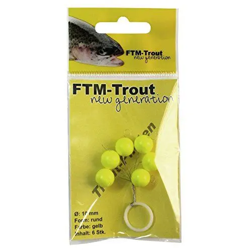 Produktbild: FTM Trout Unisex – Erwachsene 10C8070362C10 Pilotkugeln Forellen Bissanzeiger rund Trout Piloten Schwimmer Forellenposen (gelb, 10 mm), Bunt, Normal