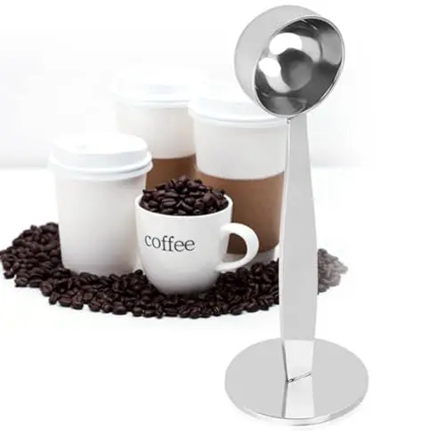 Produktbild: FTVOGUE Coffee Scoop Zweifach verwendbarer Edelstahl-Stopfer, der Kaffeebohne-Pulverlöffel misst