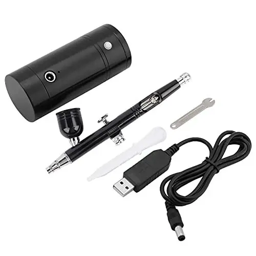 Produktbild: FTVOGUE Mehrzweck Luftkompressor Set für Airbrush Doppelaktion Düse 0.3 mm Kapazität 7 CC Sprühpistole Tragbare Luftbürste Akku Ladegerät