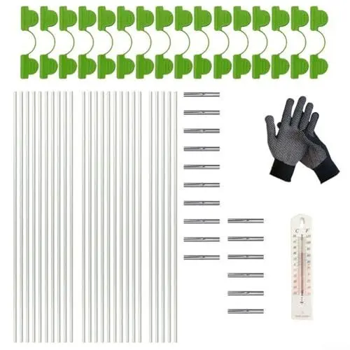 Produktbild: FUBESK Gartenreifen für Netz, Gartenhäuser, Tunnel-Stützrahmen, Pflanztunnel für Gartenstoff, stabiler Gartentunnel-Stützrahmen für Gartenhöfe, mit Thermometer und 1 Paar Handschuhe (Nr. 1)