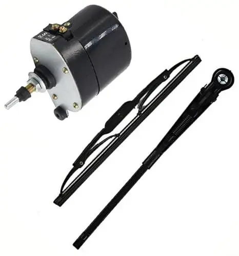 Produktbild: FUBESK Universal-Scheibenwischermotor, 12 V, Schwarz, kompatibel mit Fischerboot, Wohnwagen, Traktor, 01287358, 7731000001, 0390506510 (Motor + Wischer)