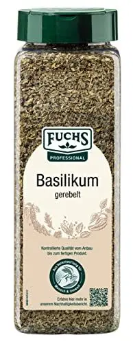 Produktbild: Fuchs Professional - Basilikum gerebelt | Mediterranes Gewürzkraut für Großverbraucher | Mit praktischem Streuaufsatz | 150 g im großen Streuer
