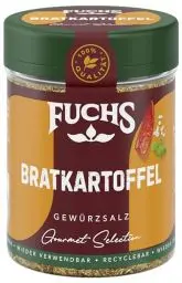 Produktbild: Fuchs Gourmet Selection Klassisch/Heimisch – Bratkartoffel Gewürzsalz, nachfüllbares Kartoffel Gewürz, Salz zum Würzen von Brat- & Ofenkartoffeln, Pommes Frites & Co, vegan, 70 g