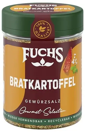 Produktbild: Fuchs Gourmet Selection Klassisch/Heimisch – Bratkartoffel Gewürzsalz, nachfüllbares Kartoffel Gewürz, Salz zum Würzen von Brat- & Ofenkartoffeln, Pommes Frites & Co, vegan, 70 g