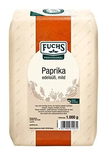Produktbild: Fuchs Professional - Paprika edelsüß mild | Mildes Gewürz für Gulasch, Saucen und Dips | Profi-Qualität für Großverbraucher und Gastronomie | 1 kg im recyclebaren Beutel